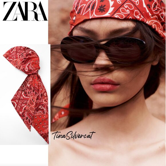 Zara Red Print Head Wrap NWT - Picture 1 of 6